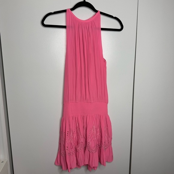 Ramy Brook - Tilly Smocked Mini Dress high neck pink eyelet - XS NWT - Picture 2 of 12
